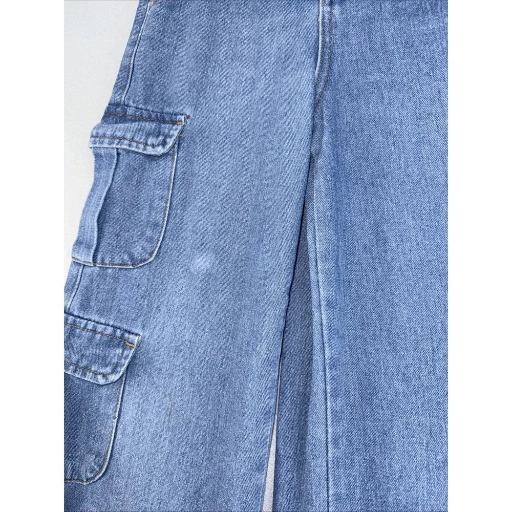 Soho Blue Demin Jeans, Girls size 12, wide leg, butterfly, Cargo pockets